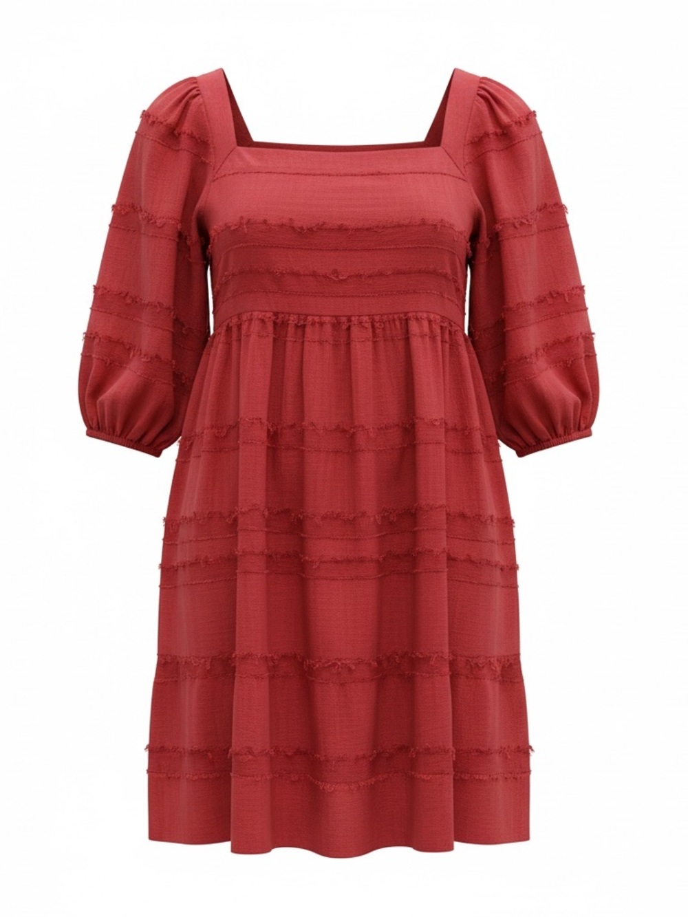NWT Altar'd State Brick Red Square-Neck Puff Sleeve Midi Dress - Size Large
